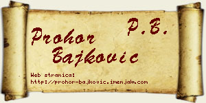 Prohor Bajković vizit kartica
